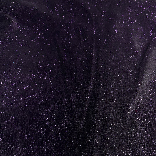 Feldman Black with Purple Sparkle Stretch Velvet Fabric